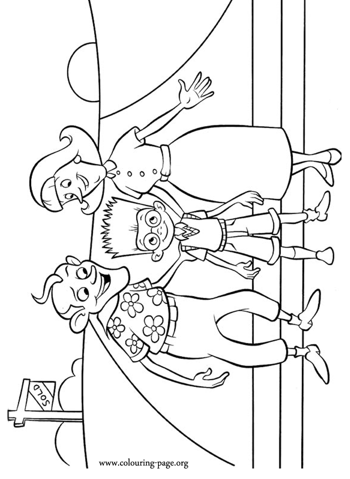 Meet the Robinsons - Bud and Lucille adopt Lewis coloring page