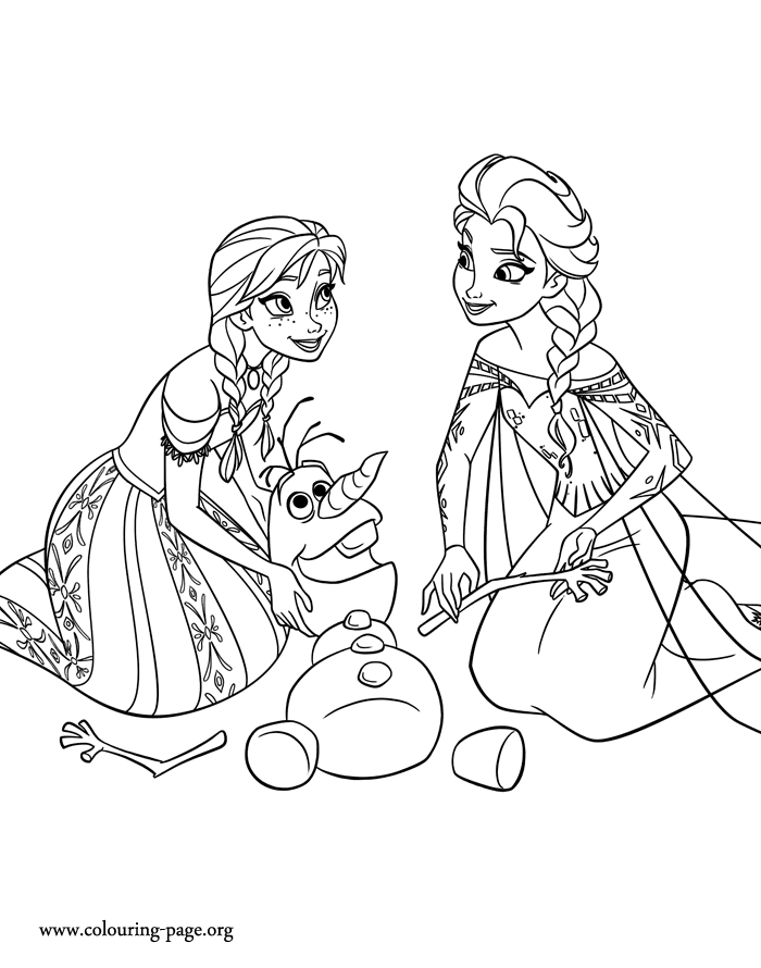 Frozen - Anna and Elsa rearranging the snowy parts of Olaf ...