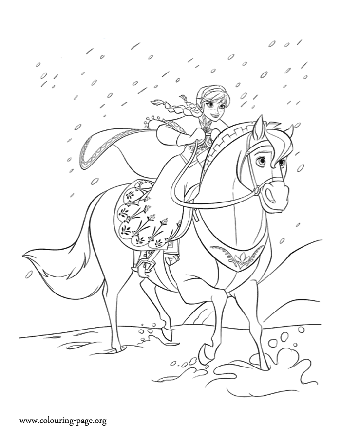 Frozen - Anna and her horse coloring page