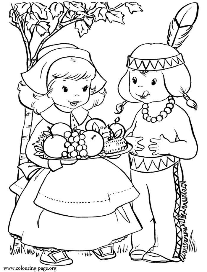 thanksgiving-kids-having-fun-in-the-thanksgiving-day-coloring-page