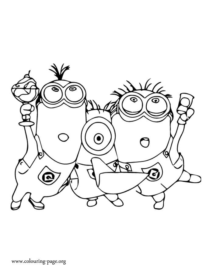 Minions - Minions sing and dance coloring page